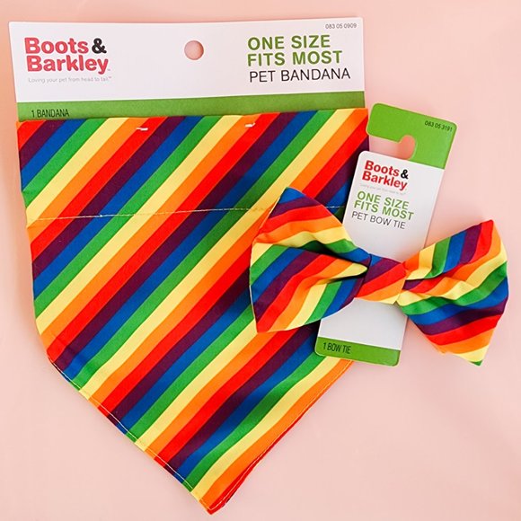 Boots & Barkley Rainbow Bandana and Pet Bow Tie New - Picture 1 of 11